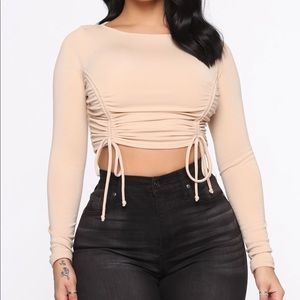 Fashion nova I’m just ruching out top-taupe